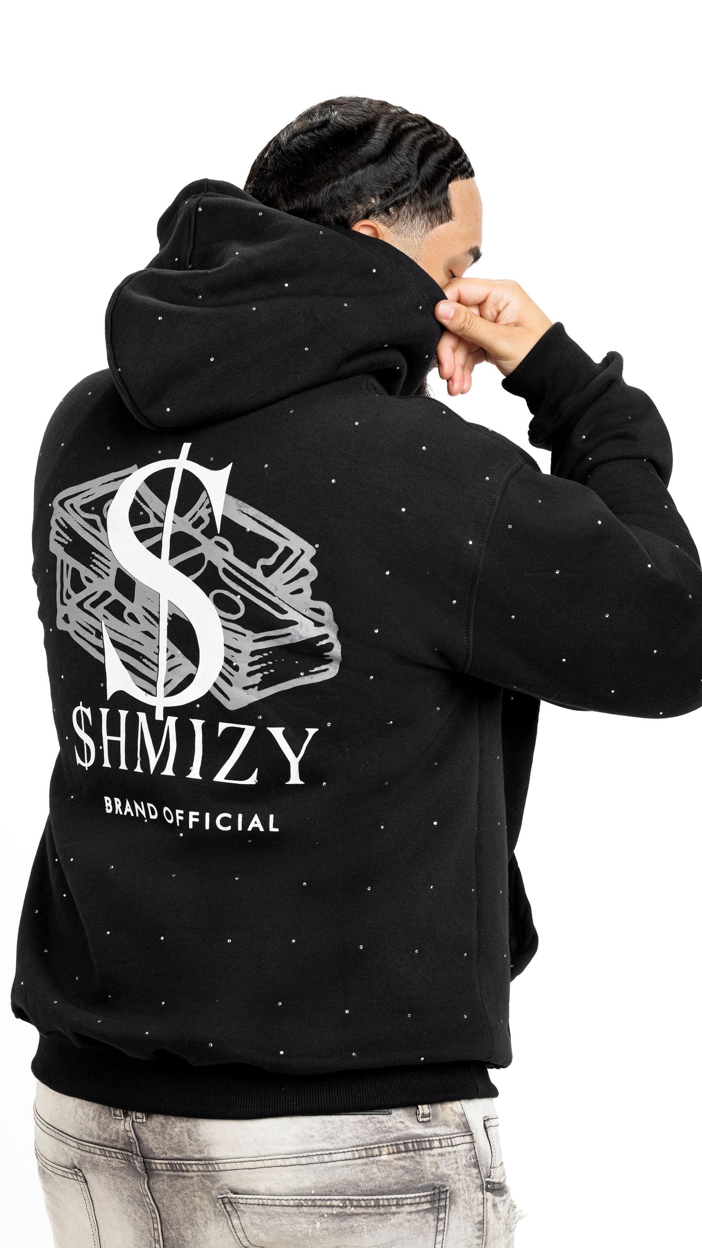 $HMIZY SILVER RHINESTONE OFFICIAL PULLOVER HOODIE