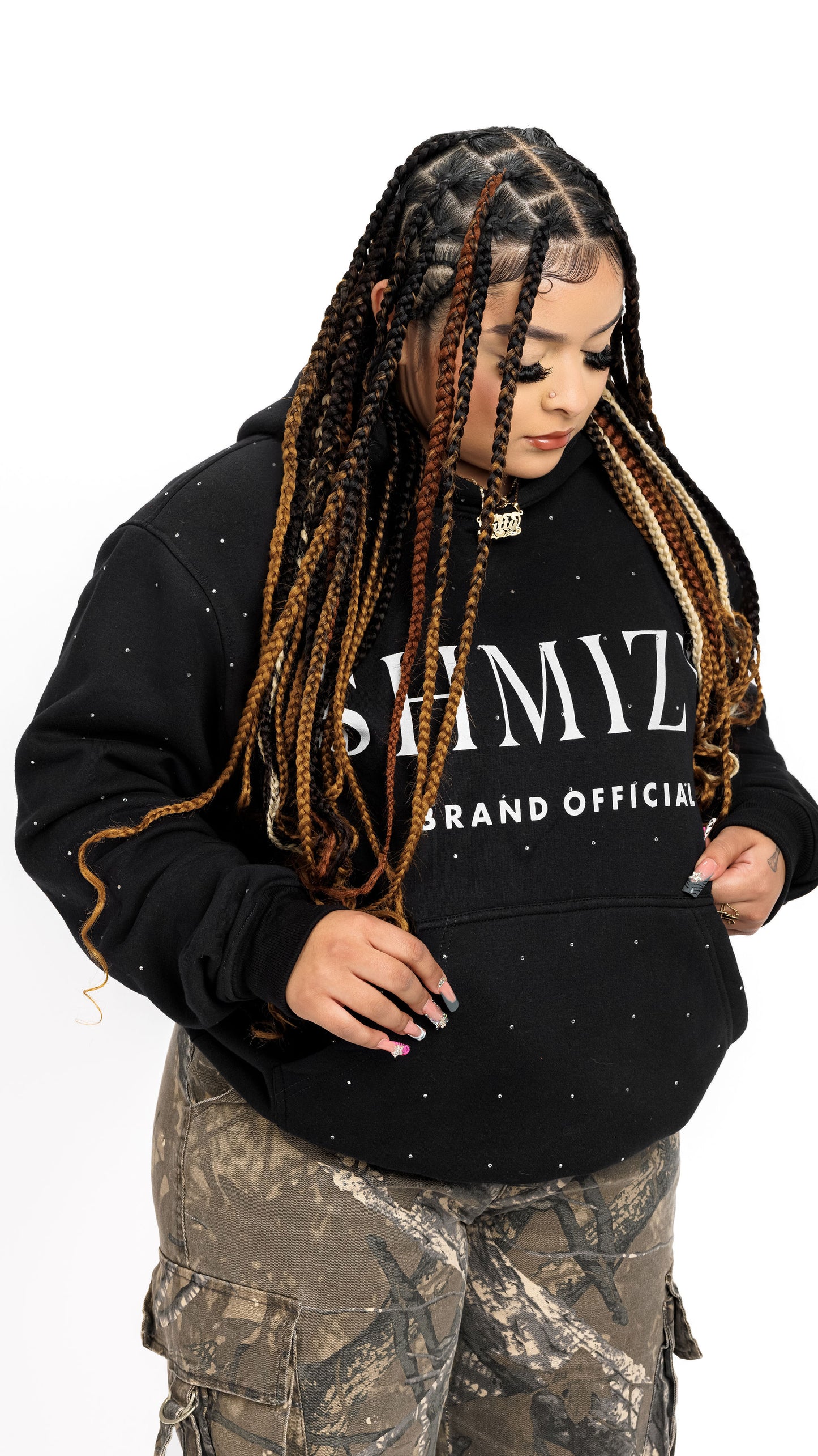 $HMIZY SILVER RHINESTONE OFFICIAL PULLOVER HOODIE